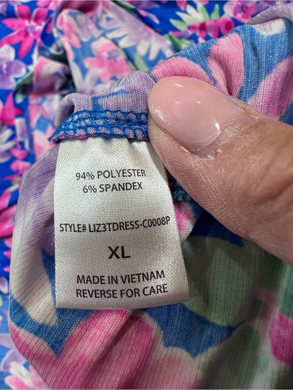 Dear Scarlett sz xl dress Blue with Pink & Green Flowers - Picture 4 of 8